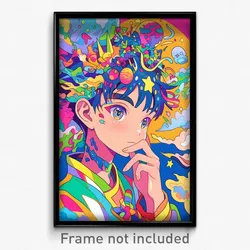 Anime Art Poster - Boy Feeling Optimistic, Flashy Egg Hair Ornament (Print)