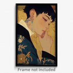 Anime Art Poster - Man Feeling Sentimentality Wearing Bumpy Ear Piercing (Print)