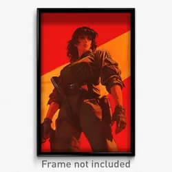 Movie Art Poster - Woman Feeling Mad, Aged Tactical Clothes (Retro Film Print)