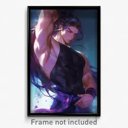 Anime Art Poster - Man Feeling Enlightened, Majestic Black Leotard (Print)