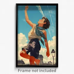 French Movie Poster - Boy Feeling Enjoyment, Silly Blue Shorts (Art Print)