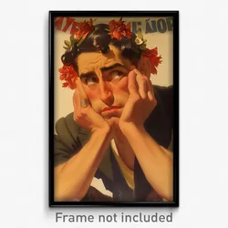 Spanish Movie Poster - Man Feeling Disbelief, French Hair Bobbles (Art Print)