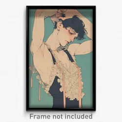 Anime Art Poster - Man Feeling Thankful Wearing Aged Frilled Leotard (Print)