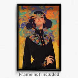 Art Poster - Woman Feeling Greed Wearing Elegant Black Shirt (Art Print)