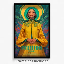 Russian Movie Poster - Woman Feeling Enjoyment, Stunning Yellow Sleeves (Print)