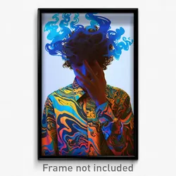 Art Poster - Man Feeling Ennui Wearing Kaleidoscopic Frilled Shirt (Print)
