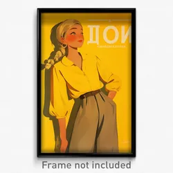 Russian Movie Poster - Girl Feeling Delighted, Glorious Grey Pants (Art Print)
