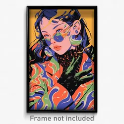 Art Poster - Girl Feeling Stubborn Wearing Scholarly Print Gloves (Art Print)