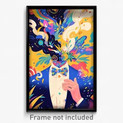 Art Poster - Man Feeling Content Wearing Worldly White Bowtie (Print)
