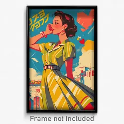 Greek Movie Poster - Girl Feeling Attentiveness, Odd Heart Button (Art Print)