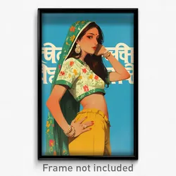 Bollywood Movie Poster - Woman Feeling Awe, Candid Puffy Shorts (Art Print)