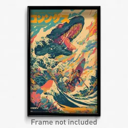 Thai Movie Poster - Cloudy Tsunami (Thailand Psychedelic Art Retro Film Print)