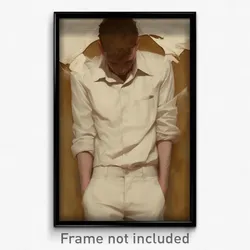 Art Poster - Men Feeling Unnerved Wearing Incompetent White Pants