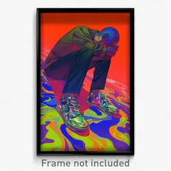 Anime Art Poster - Man Feeling Rejected Wearing Livid Sneakers (Print)