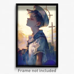 Art Poster - Boy Feeling Sorrow Wearing Heavenly Naval Uniform (Print)