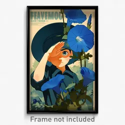 French Movie Poster - Boy Feeling Frustrated, Shady Blue Flower (Art Print)