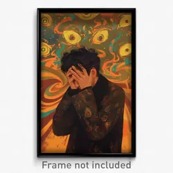 Bollywood Movie Poster - Boy Feeling Worried, Glum Fur Trimmed Jacket (Print)