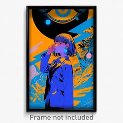 Movie Art Poster - Girl Feeling Comfortable, Steel Blue Jacket (Film Print)