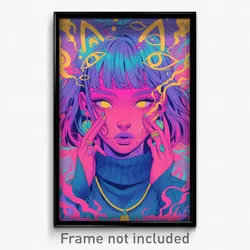 Art Poster - Woman Feeling Obstinate Wearing Worldly Cat Ear (Art Print)