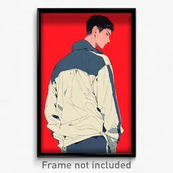 Anime Art Poster - Man Feeling Apprehension, Creative Track Jacket (Print)