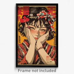 Hebrew Movie Poster - Girl Feeling Insecurity, Original Short Kimono (Art Print)