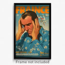 French Movie Poster - Man Feeling Dislike, Upbeat Blue Shirt (France Art Print)