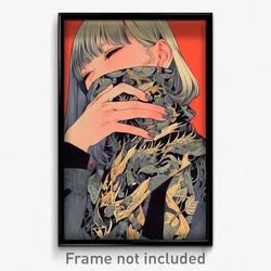 Anime Art Poster - Woman Feeling Bitter Sweetness, Handsome Grey Neckerchief