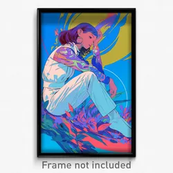 Movie Art Poster - Woman Feeling Shame, Colorful White Suit (Retro Film Print)