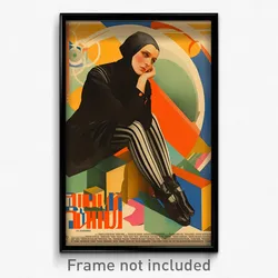 Russian Movie Poster - Woman Feeling Gratitude, Silver Vertical Striped Legwear