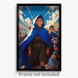 Indonesian Movie Poster - Boy Feeling Panicked, Buoyant Blue Cloak (Art Print)