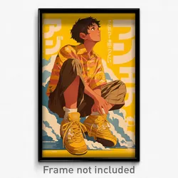 Indonesian Movie Poster - Boy Feeling Calm, Strong Yellow Footwear (Art Print)