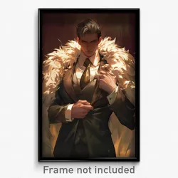 Anime Art Poster - Man Feeling Jubilation Wearing Nice Fur Trim (Print)