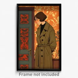 Art Poster - Woman Feeling Resentment Wearing Warm Trench Coat (Art Print)