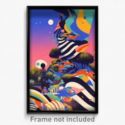 Art Poster - Striped Clearing (Psychedelic Trippy Weird 11x17 Cartoon Print)