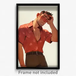 Art Poster - Men Feeling Unsure Wearing Wistful Cropped Shirt