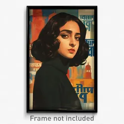 Bollywood Movie Poster - Girl Feeling Glumness, Husky Black Sweater (Art Print)