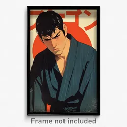 Movie Art Poster - Man Feeling Exasperated, Adorable Checkered Kimono (Print)