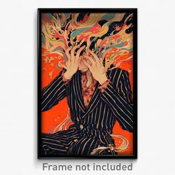 Anime Art Poster - Man Feeling Expectancy, Well To Do Pinstripe Shirt (Print)