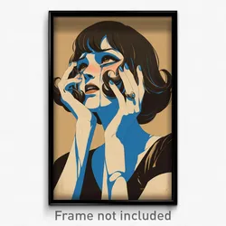 Greek Movie Poster - Girl Feeling Tension, Hard To Find Blue Ribbon (Art Print)