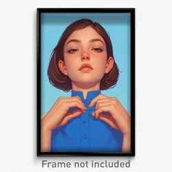 Art Poster - Girl Feeling Acceptance Wearing Taut Popped Collar (Art Print)
