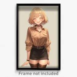 Anime Art Poster - Woman Feeling Loopy Wearing Loud Beige Shirt (Print)