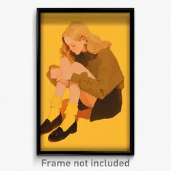 Anime Art Poster - Woman Feeling Moody, Old Fashioned Yellow Socks (Print)