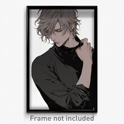 Anime Art Poster - Man Feeling Suspense Wearing Gripping Grey Sleeves (Print)