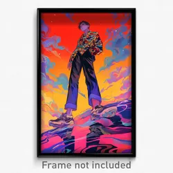 Art Poster - Man Feeling Aversion Wearing Dramatic Tight Shirt (Art Print)