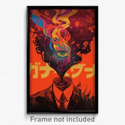Hebrew Movie Poster - Man Feeling Claustrophobic, Luxurious Red Jacket (Print)