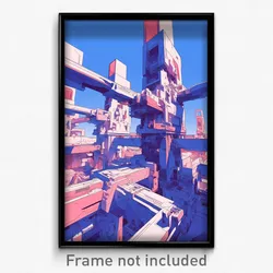 Art Poster - Meek Modern Architecture (Psychedelic Trippy Weird Cartoon Print)