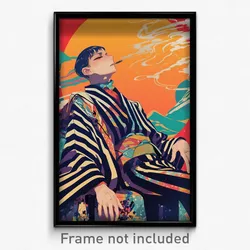 Movie Art Poster - Man Feeling Unsettled, Triangular Striped Kimono (Film Print)