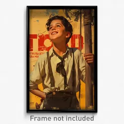 Greek Movie Poster - Boy Feeling Grinning, Wooden Bolo Tie (Greece Art Print)