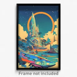 Movie Art Poster - Acidic Ferry (Psychedelic Trippy Retro Cartoon Film Print)