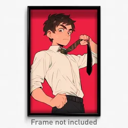 Anime Art Poster - Man Feeling Annoyance Wearing Colorful Black Necktie (Print)